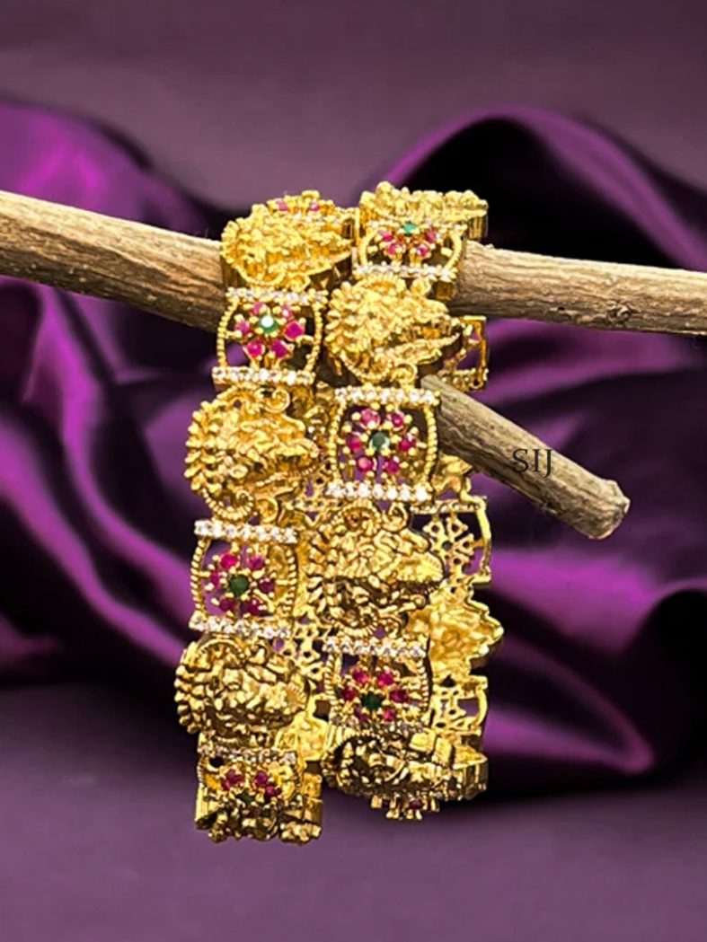 Imitation Gold Look Alike Lakshmi AD Stone Bangles