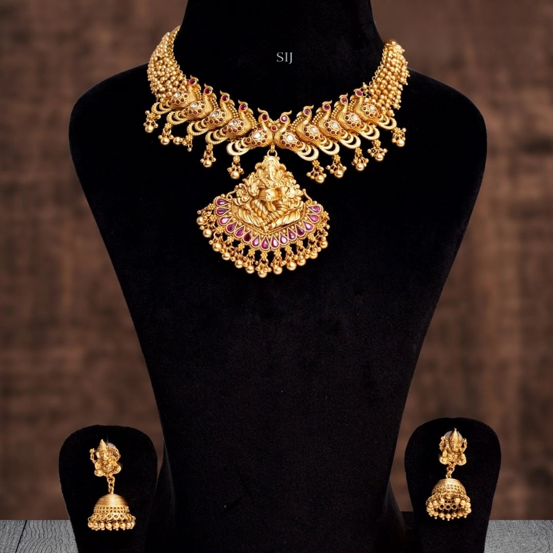 Traditional Ganesh and Peacock Necklace
