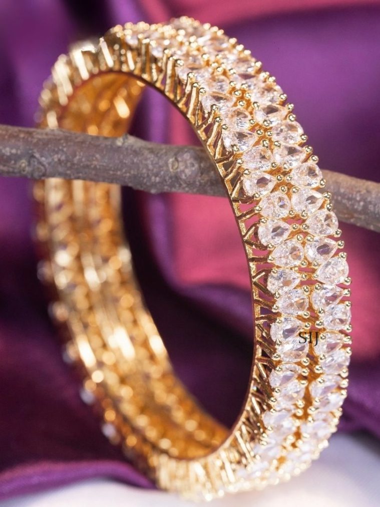 Gold Deep Set AD Stone Bangles