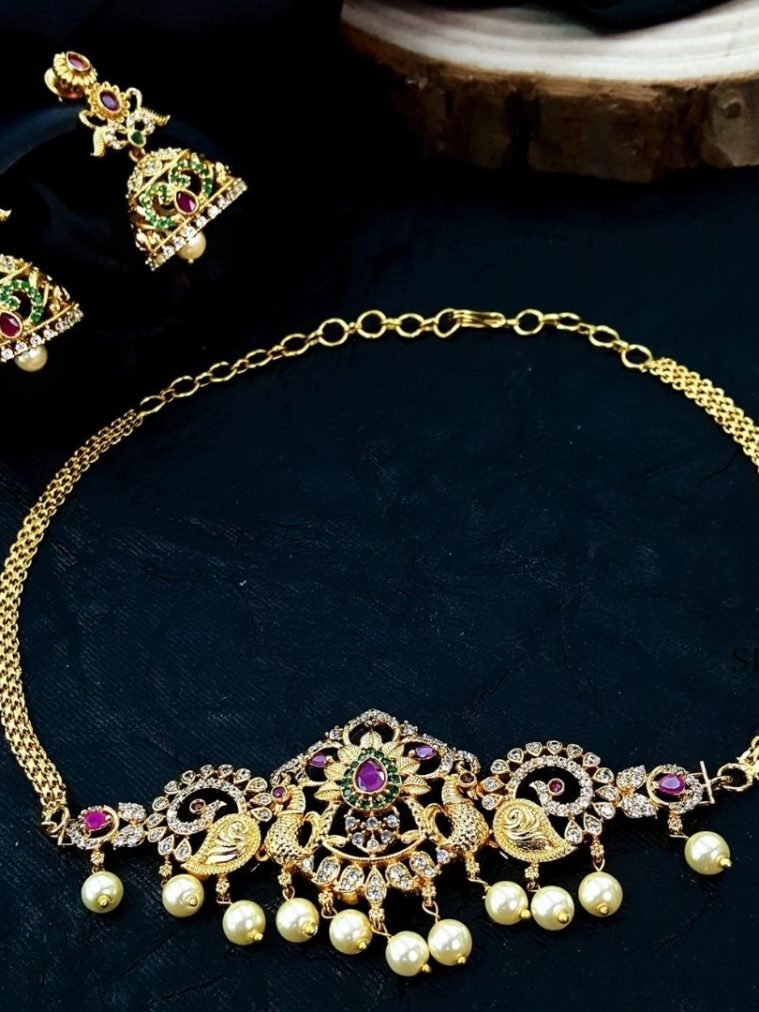 Traditional Peacock Golden Choker