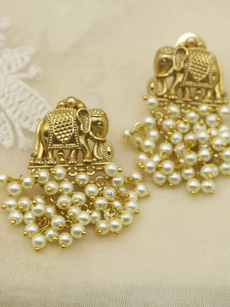 Traditional Elephant Pearls Earrings