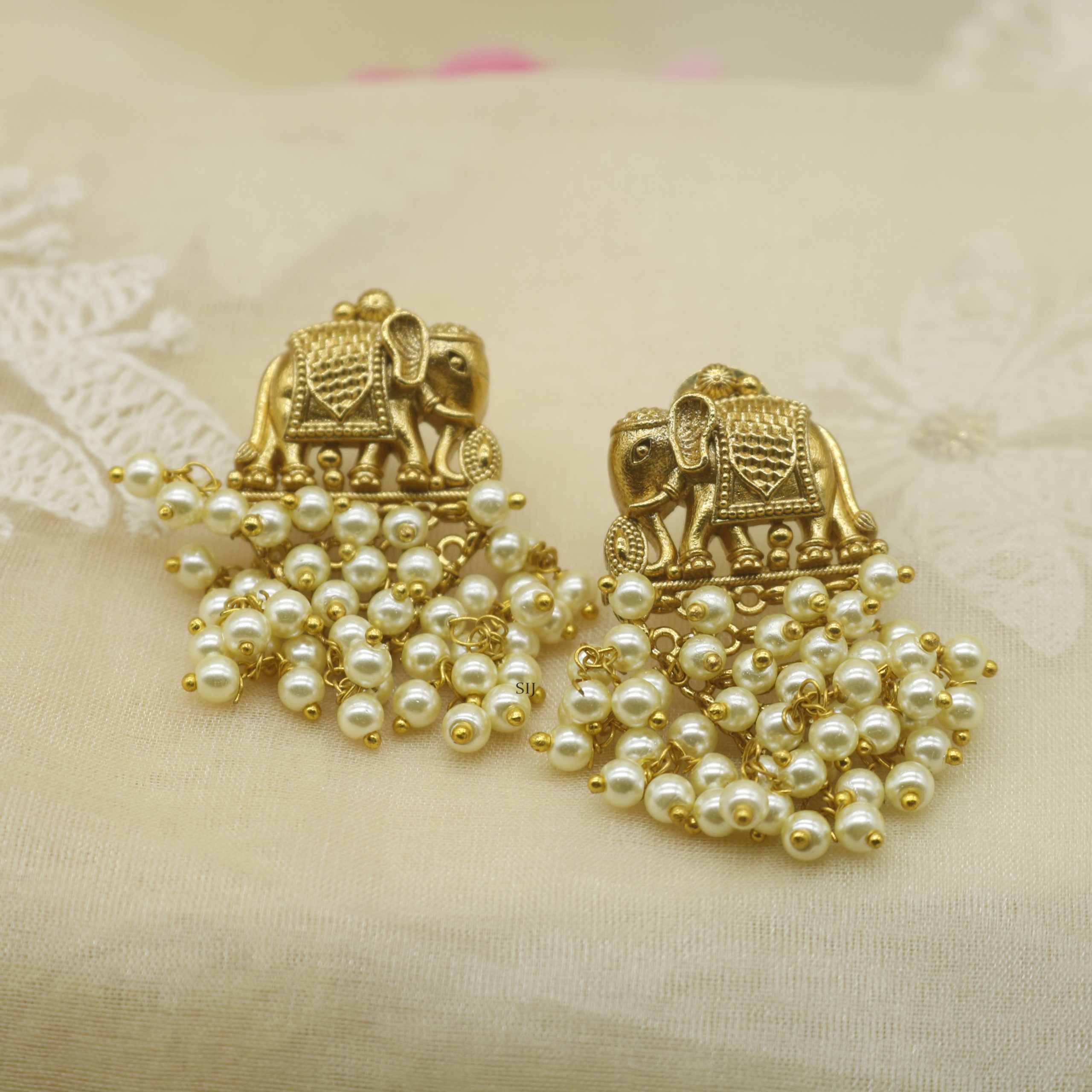 Traditional Elephant Pearls Earrings