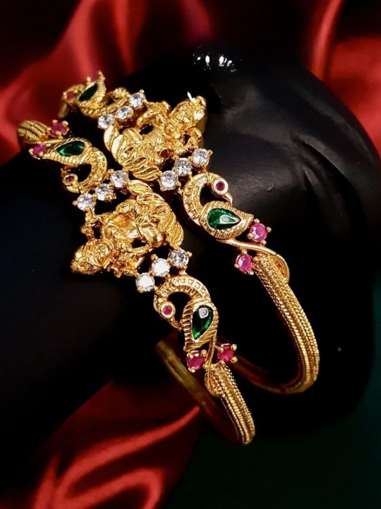 Traditional Gold Plated AD Stones Bangles