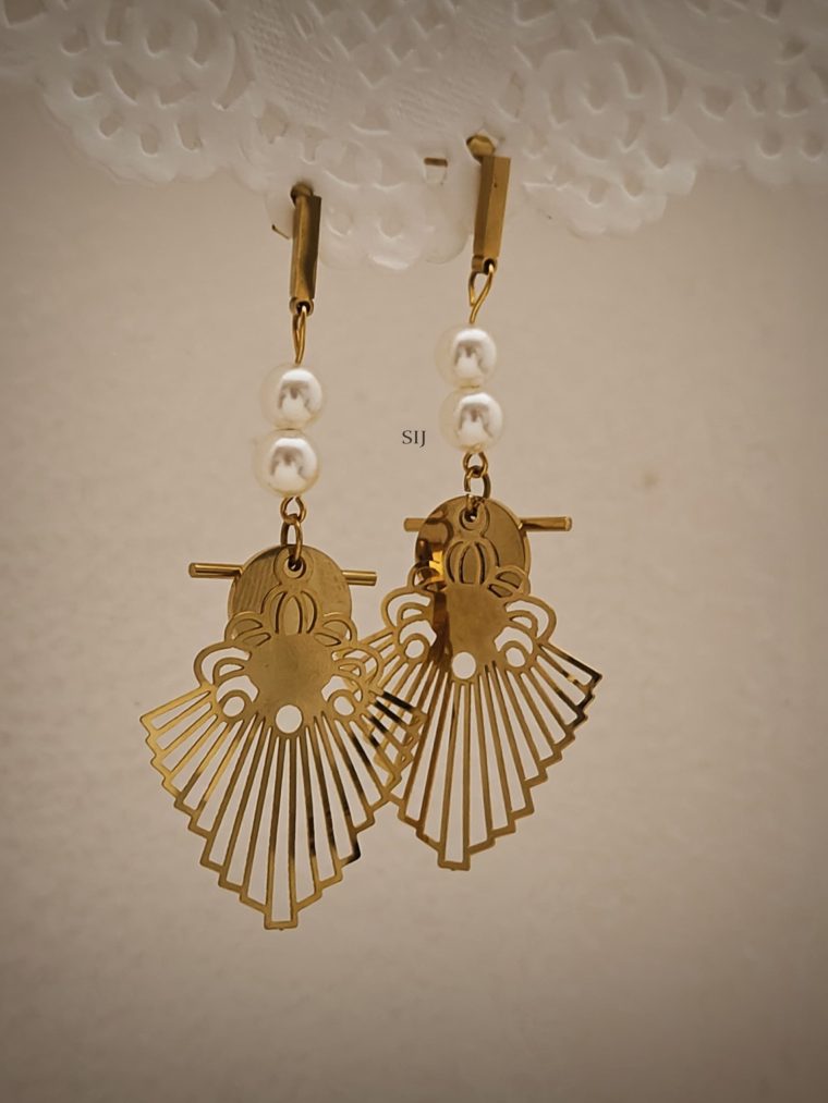 Artificial Cut Work Gold Plated Contemporary Earrings