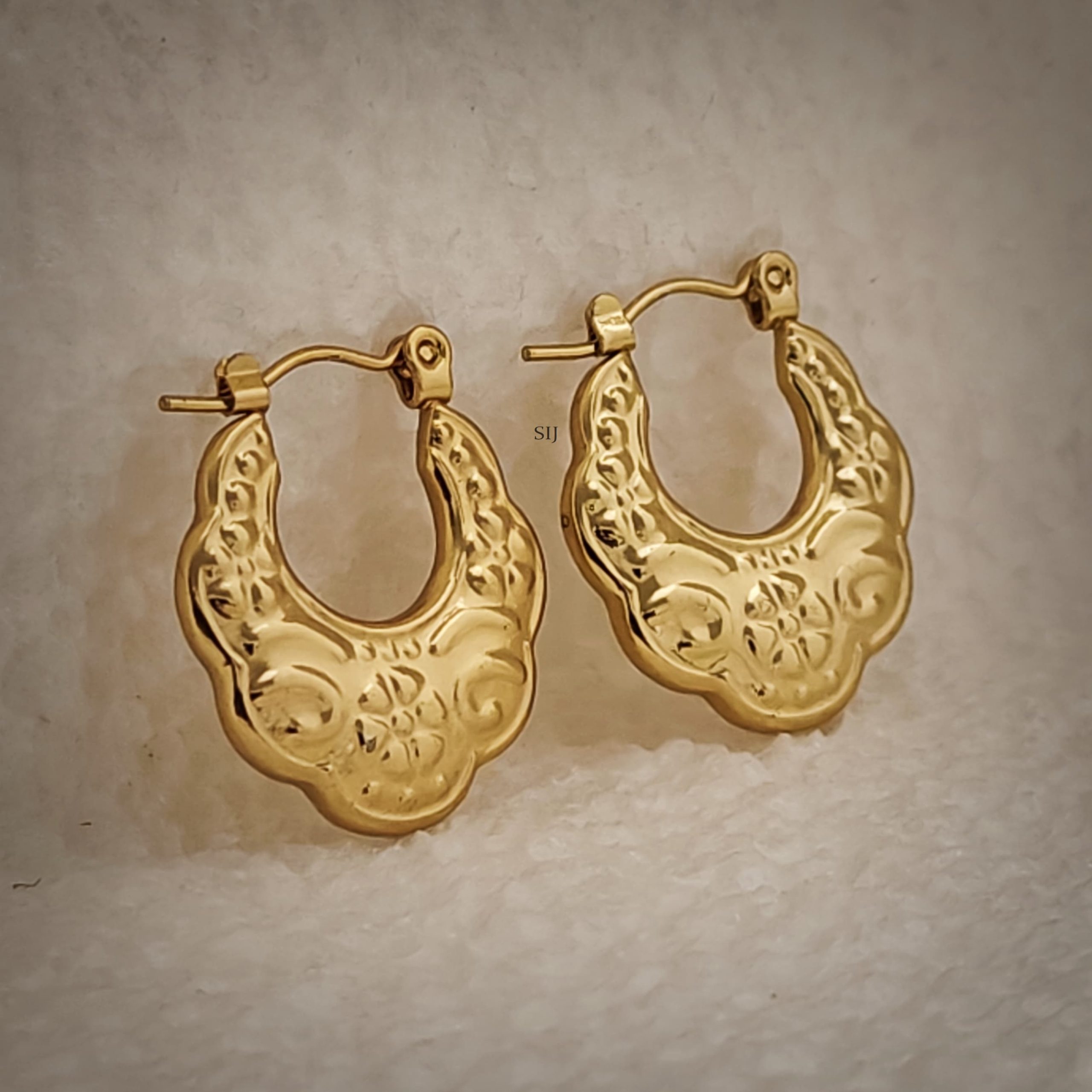 Gold Finish Cloud Design Hoop Earrings