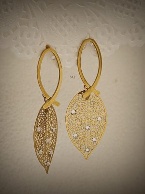 Gold Plated Petal Shape Contemporary Earrings