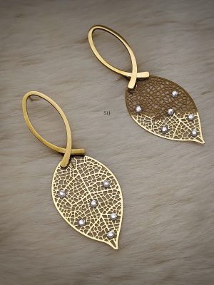 Gold Plated Petal Shape Contemporary Earrings