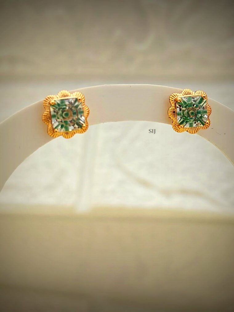 Green Stone Studded Earrings