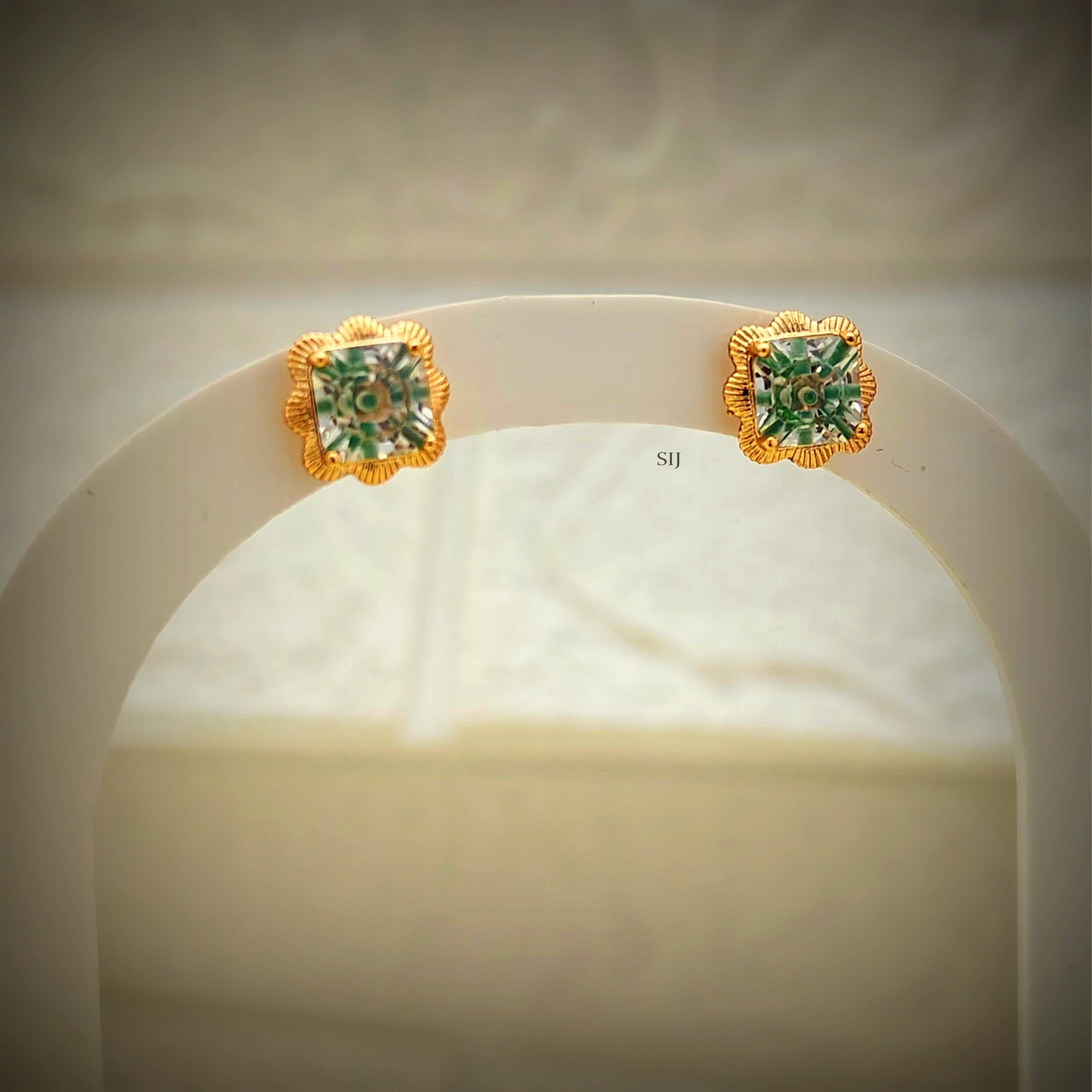 Green Stone Studded Earrings
