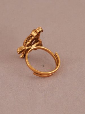 Antique Finish Krishna Adjustable Finger Ring