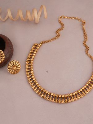 Antique Finish Plain Ball Necklace Set