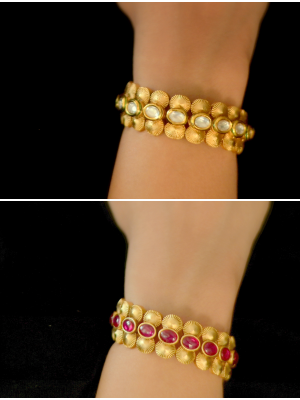 Artificial AD Studded And Ruby Stone Bracelet