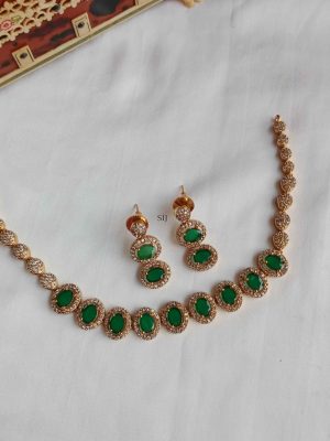 Artificial Red &Green Stone AD Necklace