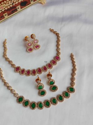 Artificial Red &Green Stone AD Necklace