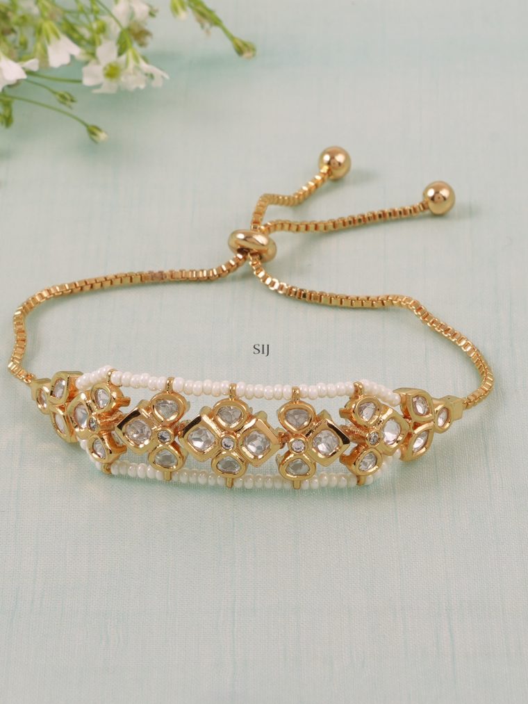 Gold Finish Flower Design Bracelet