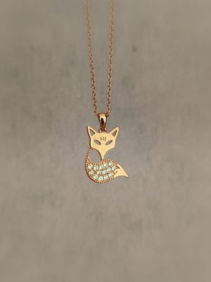 Gold Finish Fox Shape Chain &Pendant