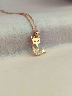 Gold Finish Fox Shape Chain &Pendant