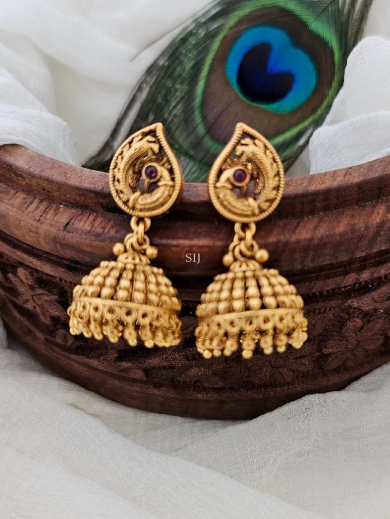 Gold Finish Peacock Design Jhumkas