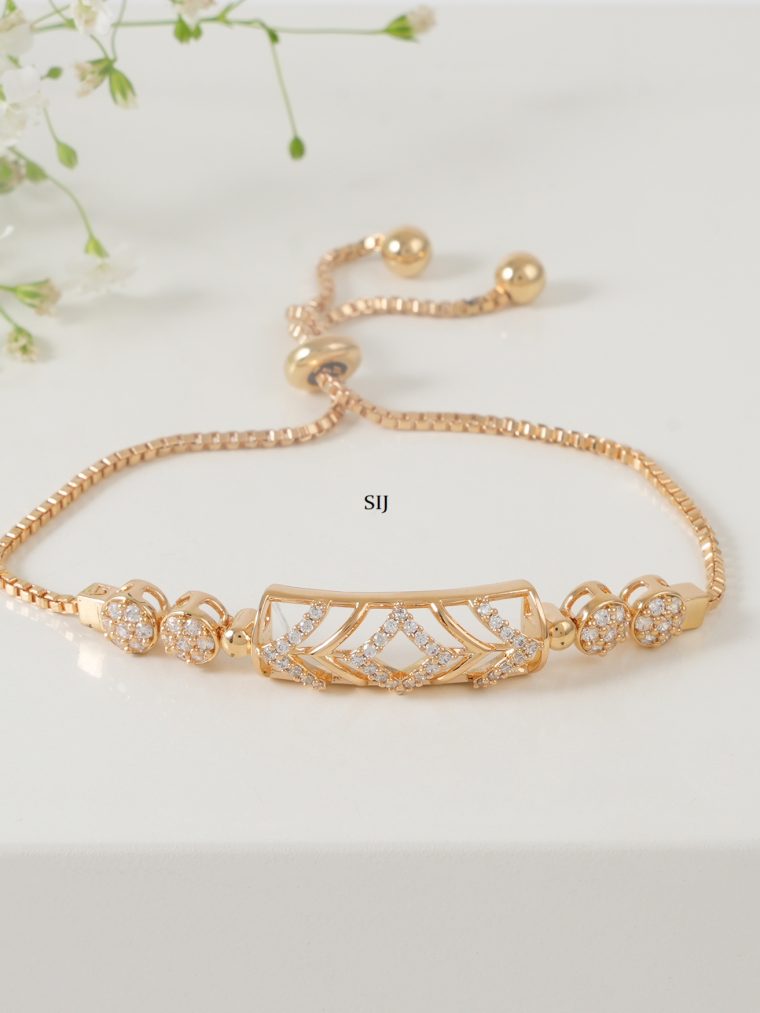 Gold Plated Flower Design CZ Bracelet