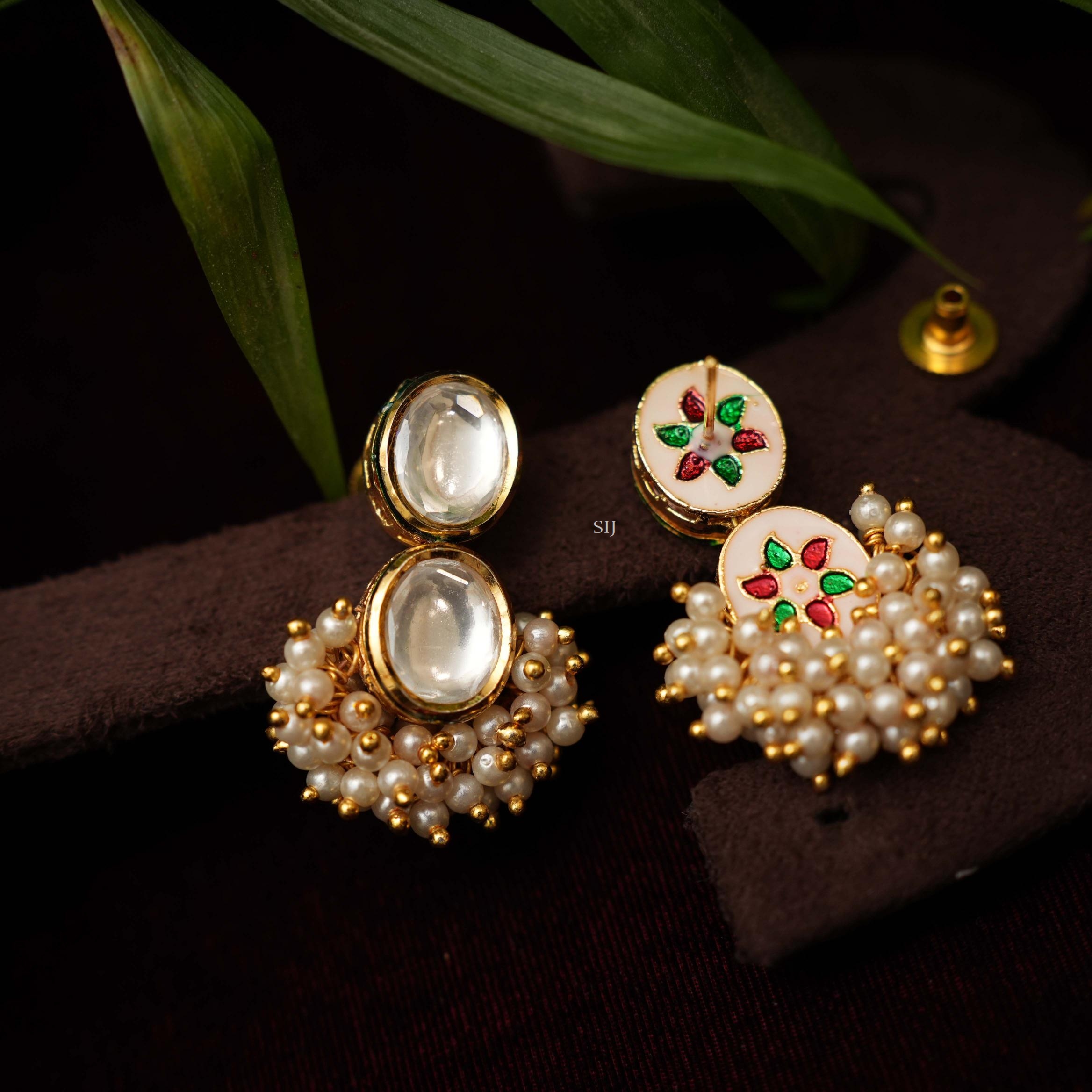 Gold Plated Pearl Kundan Earrings