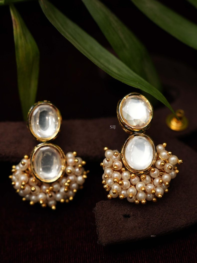 Gold Plated Pearl Kundan Earrings