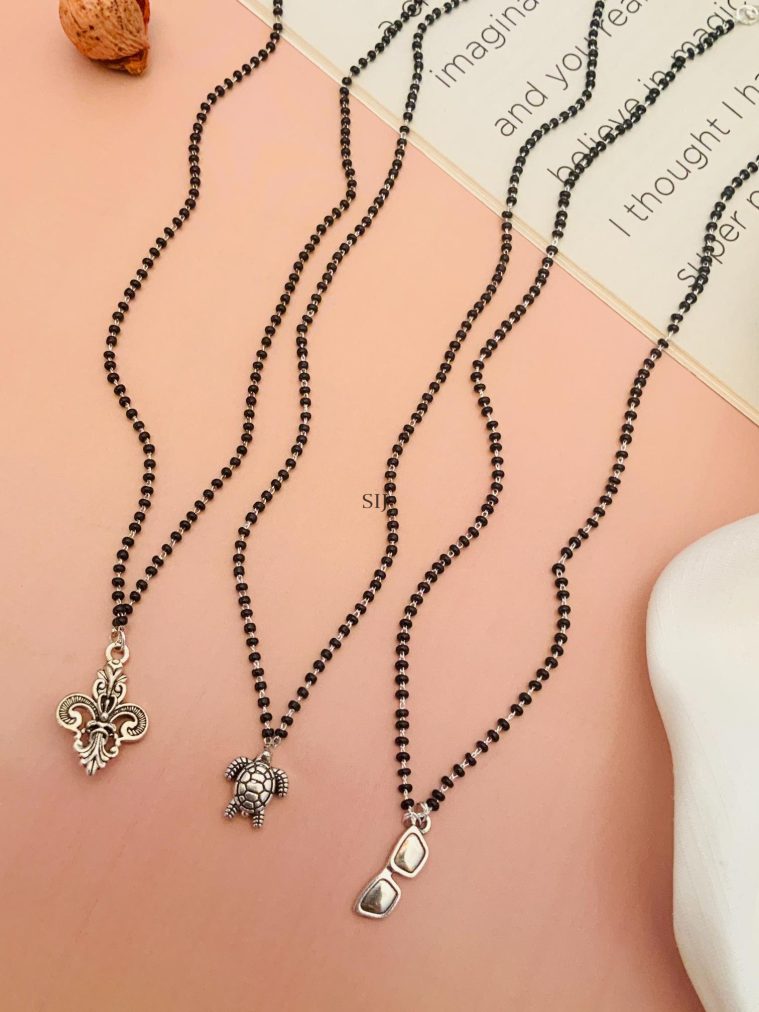 Imitation Combo Of 3 German Silver Plated Mangalsutra