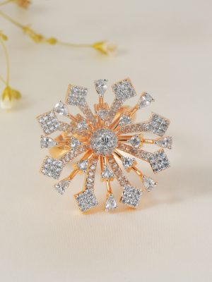 Imitation Floral CZ Cocktail Finger Ring