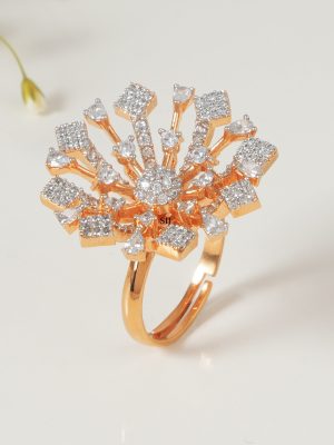 Imitation Floral CZ Cocktail Finger Ring