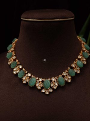 Imitation Green Stone Polki Necklace