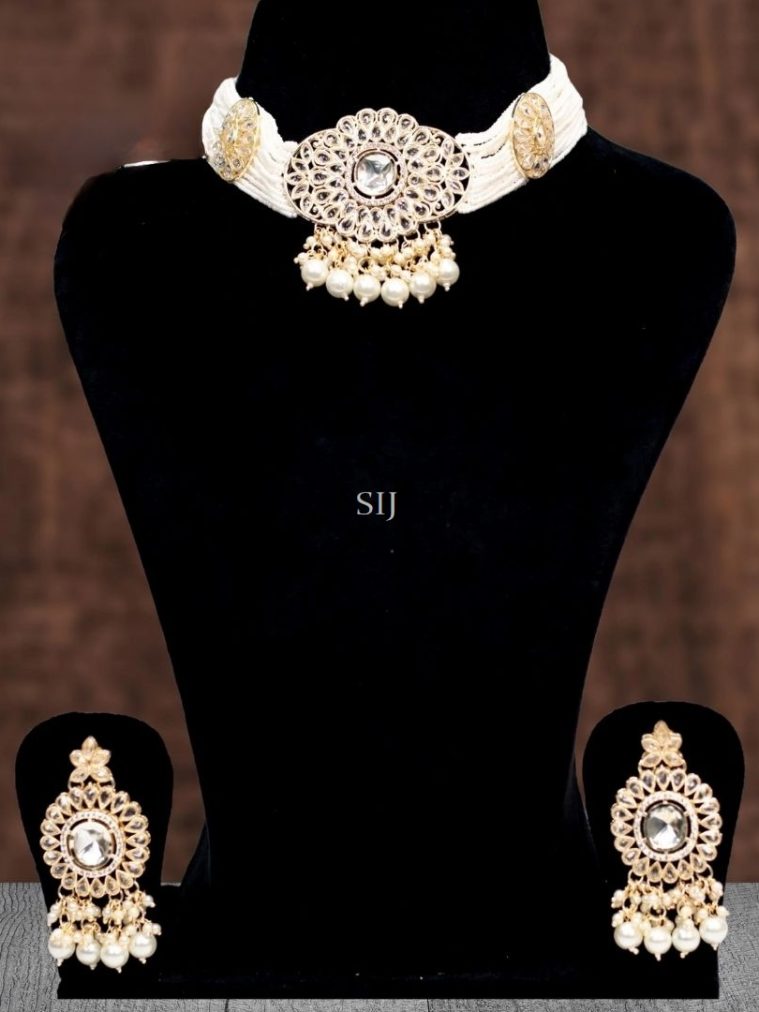 Imitation Kundan White Micro Beads Choker