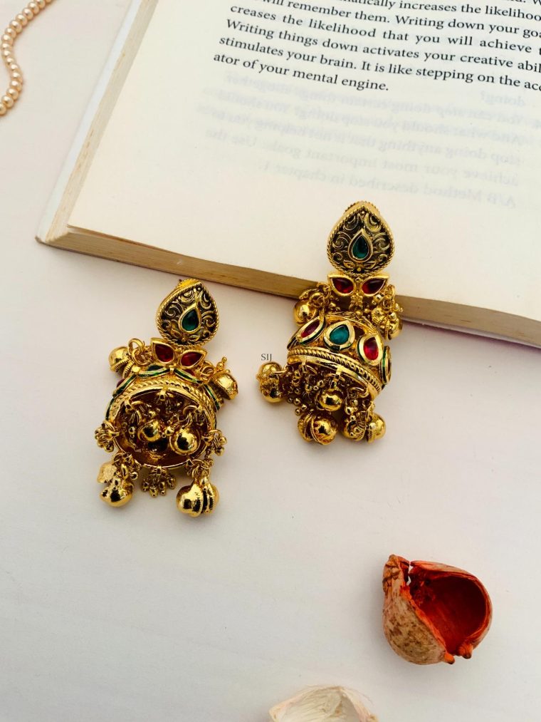 Imitation Multicolor Kundan Jhumkas