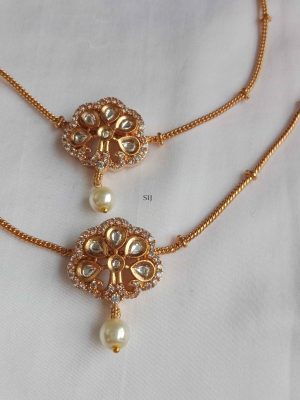 Imitation Pearl Drop Kundan Anklets