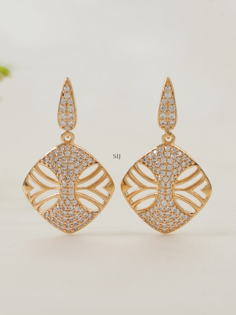 Imitation Rhombus Shape CZ Diamon Earring