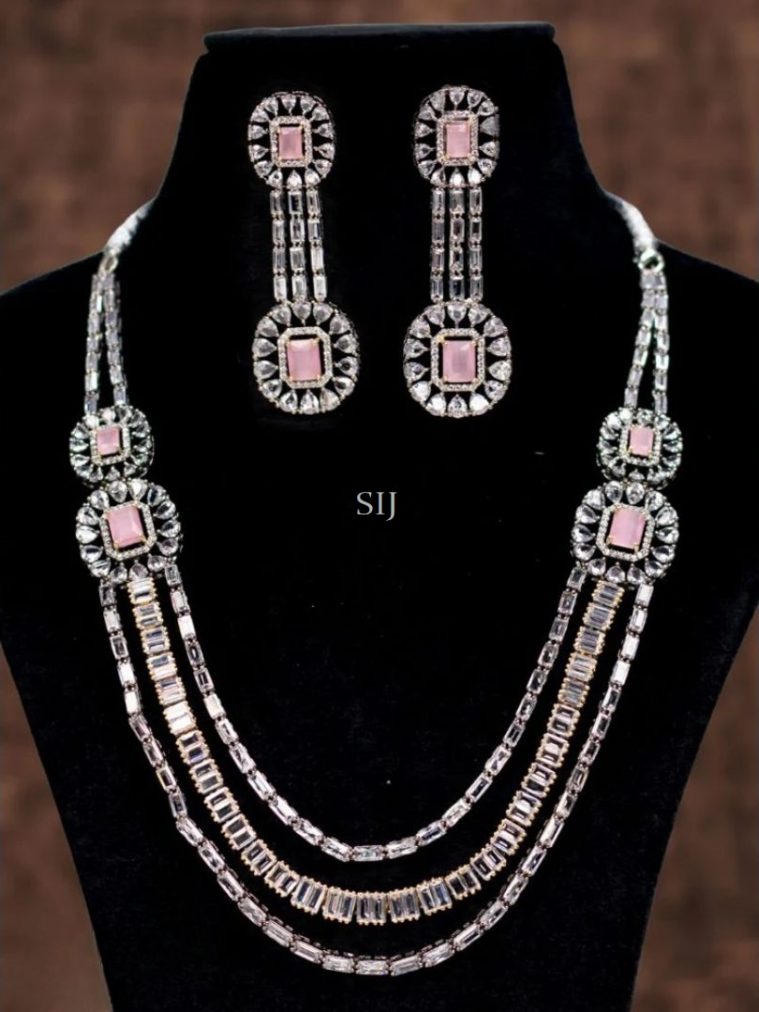 Imitation Three Layered Victorian AD Studded Necklace