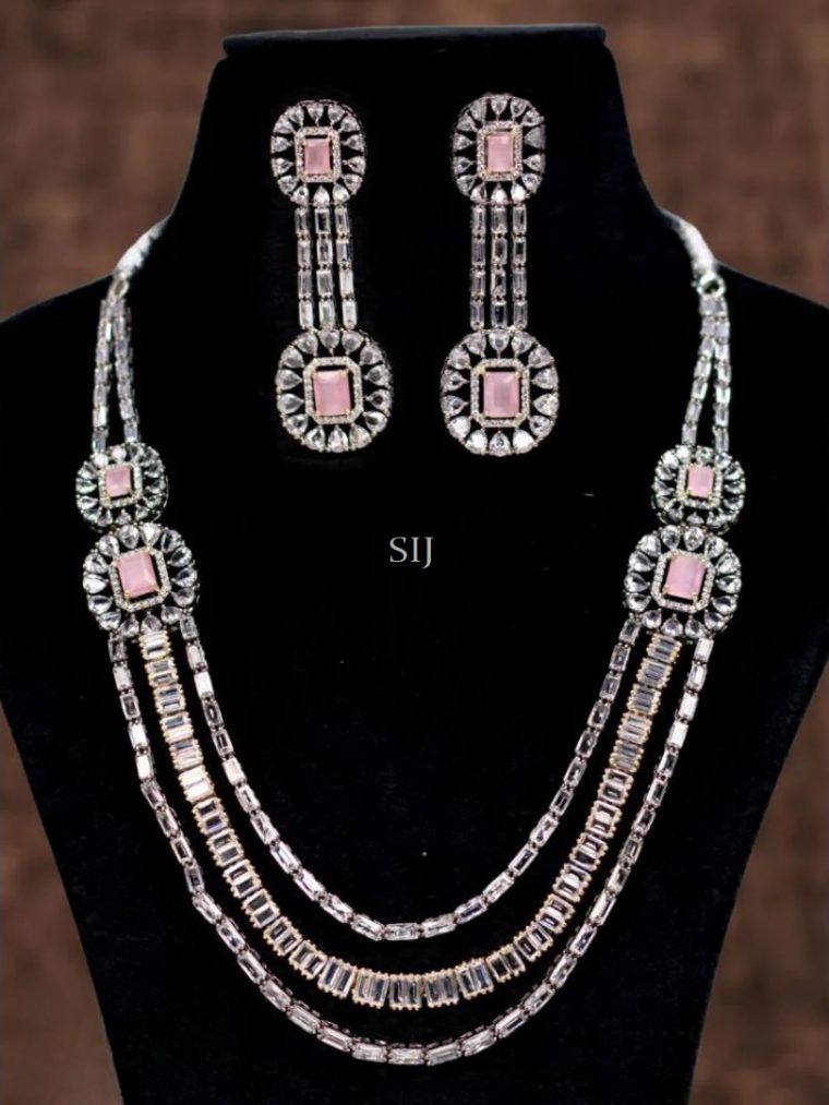 Imitation Three Layered Victorian AD Studded Necklace