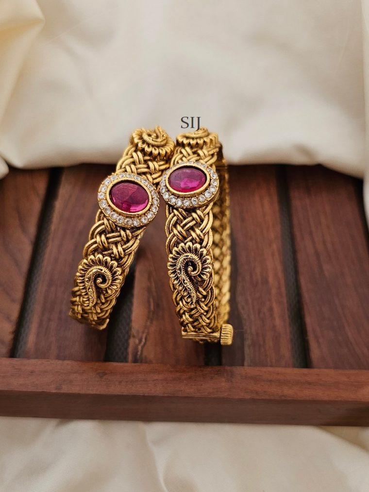 Antique Gold Peacock Bangles