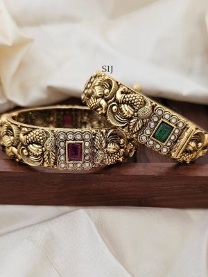 Antique Finish Peacock Design Bangles