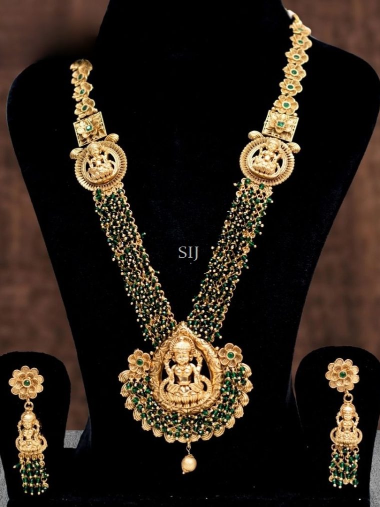 Traditional Green Beads Lakshmi Haram