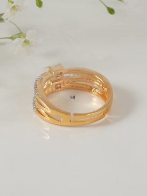 Two Layer Gold Finish CZ Finger Ring