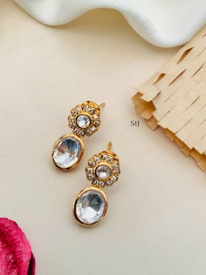 Flower Design and Oval Shape Polki Stones Necklace