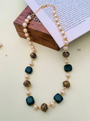 Imitation Gold Plated Jaipuri Stones Mala