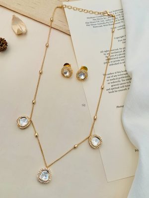 Imitation Chain with Polki Stone Pendants