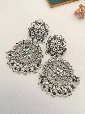 Imitation German Silver Plated Broad Earrings