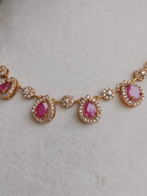 Imitation Ruby and AD Stones Necklace