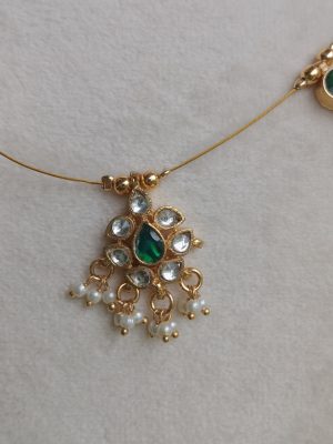 Gold Plated Jadau Kundan Pendant Necklace with Pearls