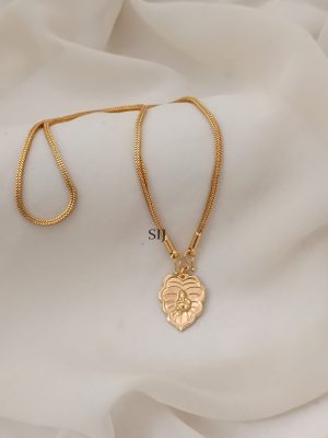 Gold Plated Leaf Design Krishna Pendant And Chain