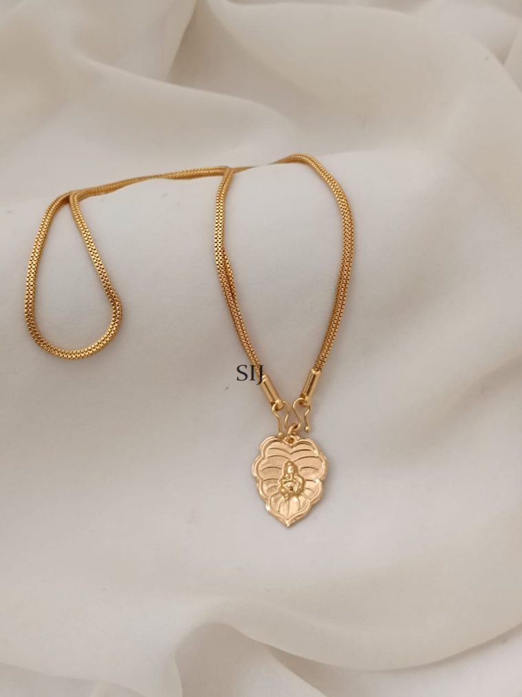 Gold Plated Leaf Design Krishna Pendant And Chain