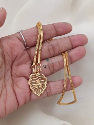 Gold Plated Leaf Design Krishna Pendant And Chain