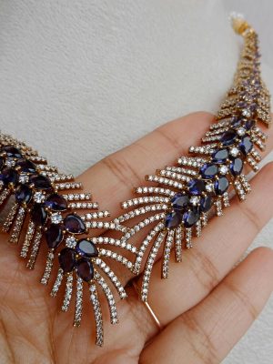 Imitation Purple AD Stone Necklace Set