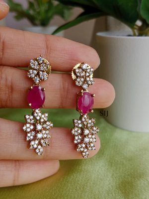 Imitation Ruby And White Stones Necklace SEt